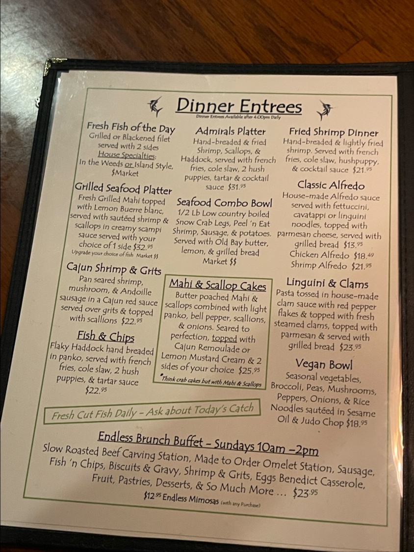 Green Marlin Menu - Image 1