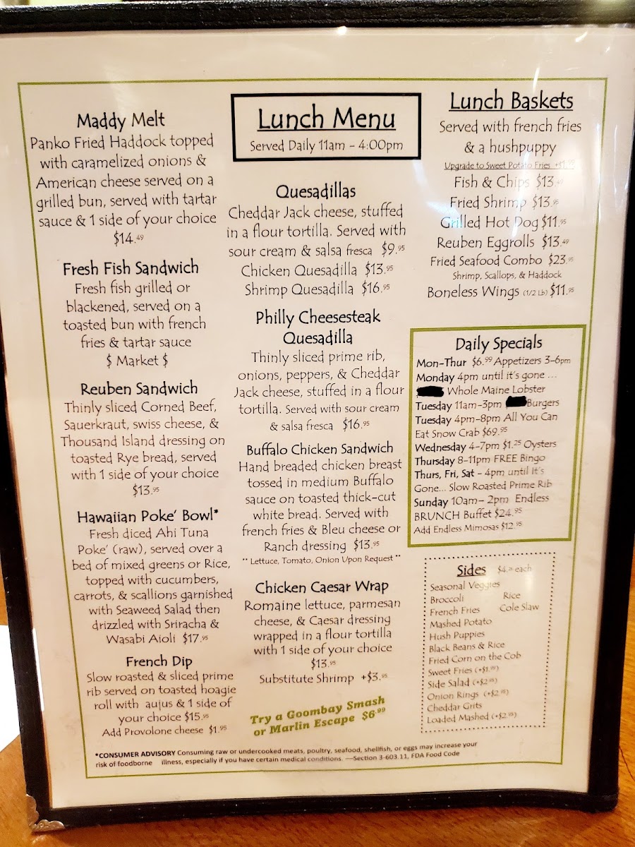 Green Marlin Menu - Image 5